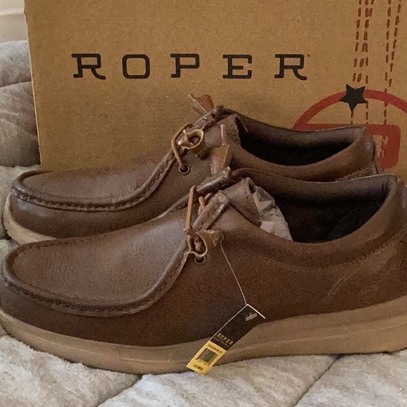 Roper - Mens Brown Tumbled Leather Chillin low Chukka Shoes - size 8.5 D - new - Picture 6 of 8